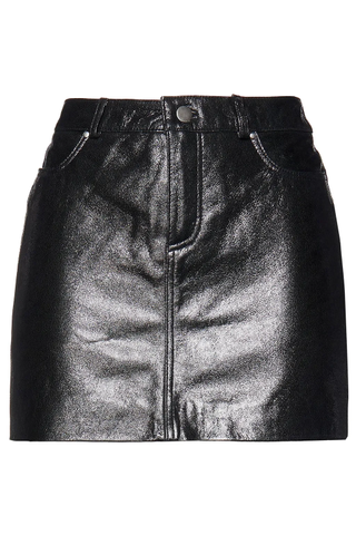 Muubaa + Glossed-Leather Mini Skirt