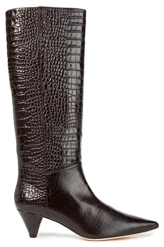 Joseph + Croc-Effect Leather Knee Boots