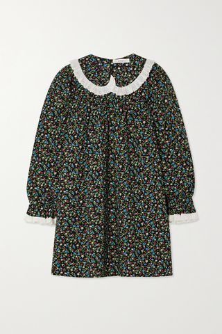 Dôen + Lisette Ruffled Floral-Print Organic Cotton-Poplin Mini Dress