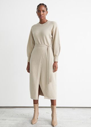 & Other Stories + Knitted Midi Wrap Dress