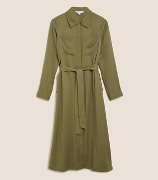 Marks and Spencer + Pure Tencel Belted Midi Shirt Dress