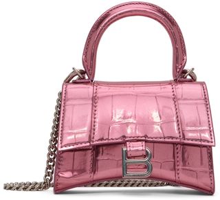 Balenciaga + Pink Mini Hourglass Top Handle Bag