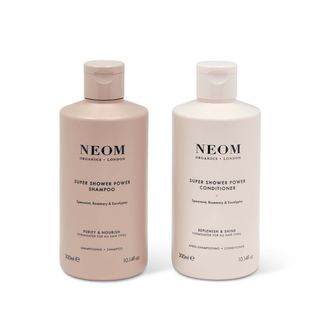 Neom + Super Shower Power Shampoo and Conditioner