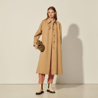 Sandro + Cotton Trench Coat With Detachable Chain