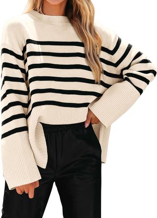 Kirundo + Oversized Long Sleeve Striped Sweater