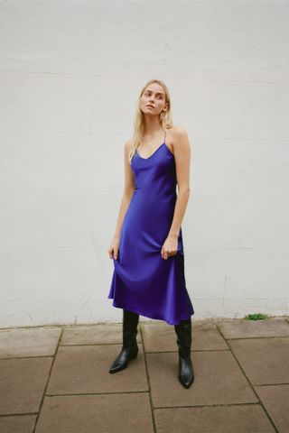 Zara + Satin Effect Midi Dress