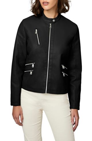 Bernardo + Zip Detail Faux Leather Jacket