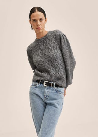 Mango + Strass Braided Knitted Sweater