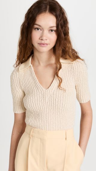 Tory Burch + Ribbed Knit Polo