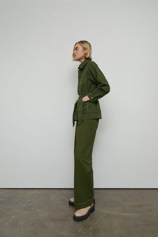 Warehouse + Twill Tuck Front Utility Flare Trouser