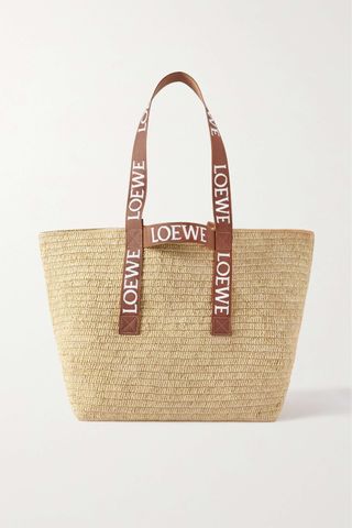 Loewe + Canvas-Trimmed Raffia Tote