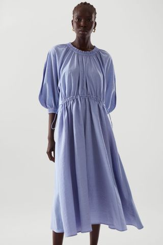 COS + Volume-Sleeve Midi Dress