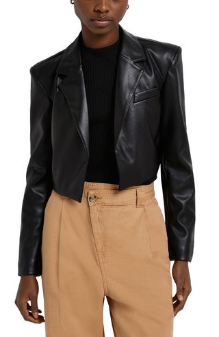 River Island + Cropped Faux Leather Jacket