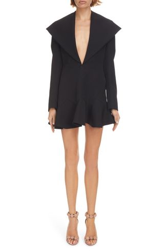 Alaïa + Hooded Long Sleeve Wool Minidress