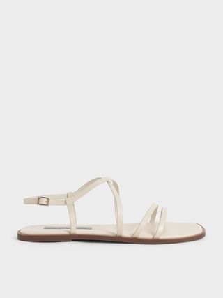 Charles & Keith + Chalk Strappy Flat Sandals