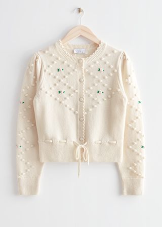 & Other Stories + Rose Embroidery Knit Cardigan