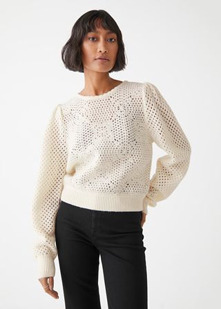& Other Stories + Crochet Knit Wool Sweater
