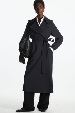 COS + Navy Double-Breasted Trench Coat