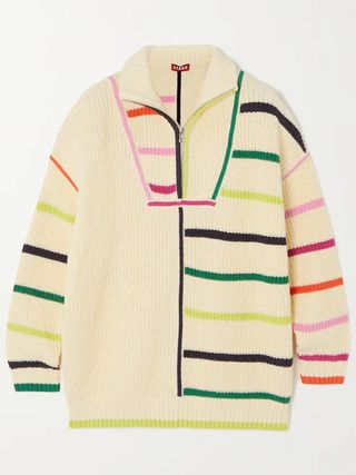 Staud + Hampton Striped Ribbed Cotton-Blend Sweater