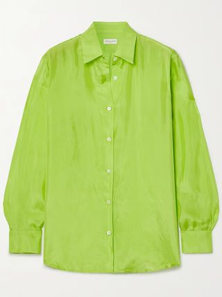 Dries Van Noten + Neon Silk-Satin Shirt