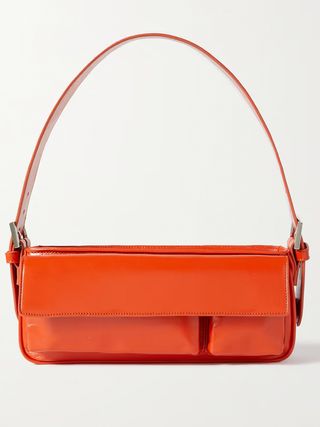 BY FAR + + Mimi Cuttrell Glossed-Leather Shoulder Bag