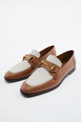 Zara + Contrast Color Leather Loafers