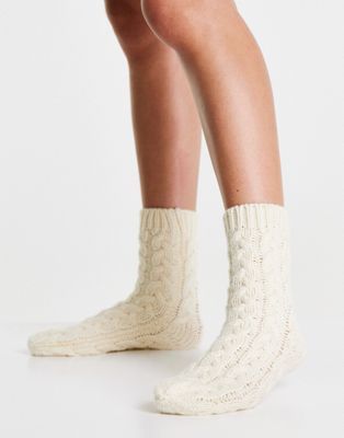 ASOS + Cable Knit Socks in Cream