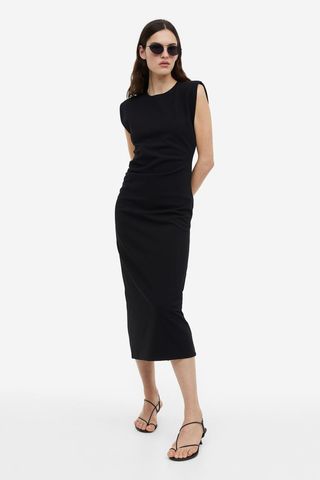 H&M + Draped Dress With Shoulder-Pads