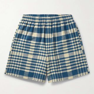 Bode + Putnam Wide-Leg Checked Brushed Cotton-Flannel Shorts