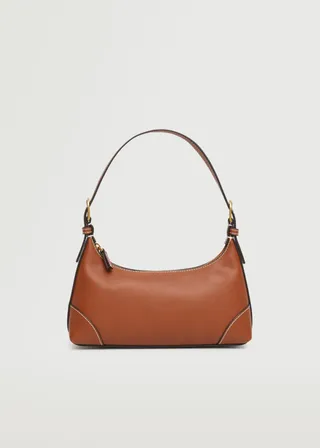 Mango + Leather-Effect Baguette Bag