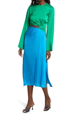 Topshop + Occasion Colorblock Cutout Long Sleeve Dress
