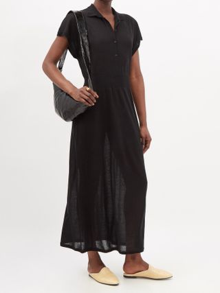 Totême + Cap-Sleeve Wool and Lyocell-Blend Midi Dress