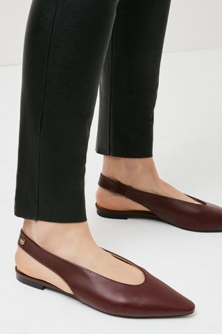 Karen Millen + Leather Slingback Point-Toe Flats