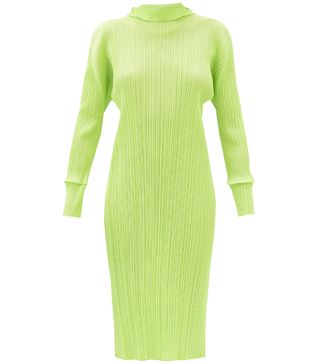 Pleats Please Issey Miyake + Stand-Neck Technical-Pleated Dress