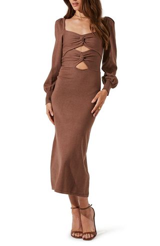 Astr the Label + Cutout Long Sleeve Sweater Dress