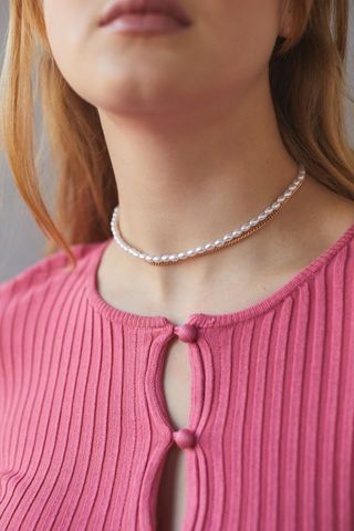 Urban Outfitters + Pearl and Chain Layered Choker Necklace