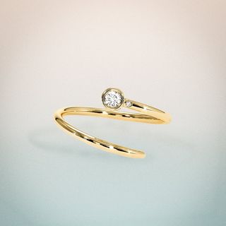 Shiffon + 14k Yellow Gold Diamond Duet Pinky Ring