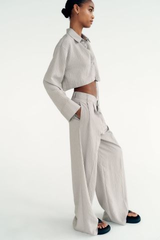 Zara + Full Length Striped Menswear Style Pants