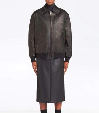 Prada + Leather Bomber Jacket