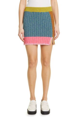 Yanyan + Tweedle Colorblock Knit Miniskirt