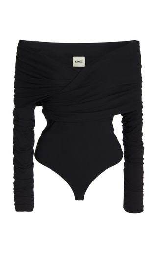 Khaite + Lili Off-the-Shoulder Cotton Jersey Bodysuit