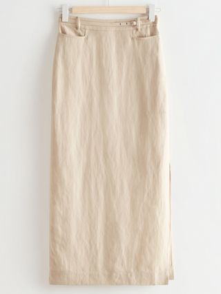 & Other Stories + Belted Silk Midi Skirt
