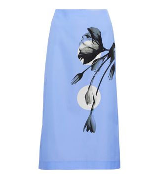 Prada + Floral High-Rise Cotton Midi Skirt
