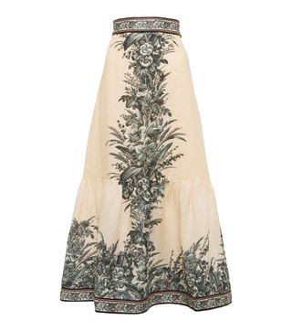 Zimmermann + Moonshine Floral Linen Midi Skirt