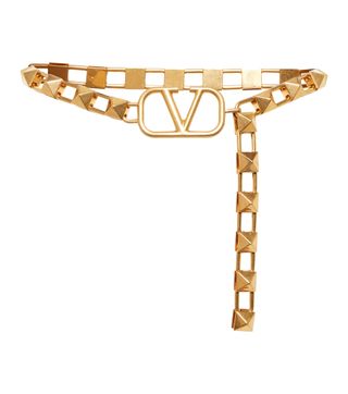 Valentino + V Logo Roman Stud Chain Belt