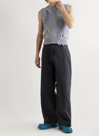 Acne Studios + Korfeo Embroidered Distressed Cotton-Blend Sweater Vest