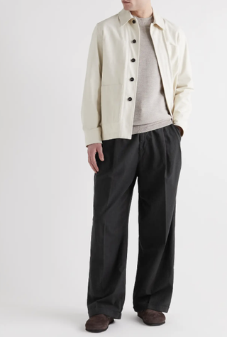 Barena + Wide-Leg Pleated Cotton Trousers