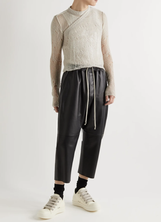 Rick Owens + Distressed Open-Knit Cashmere and Wool-Blend Sweater