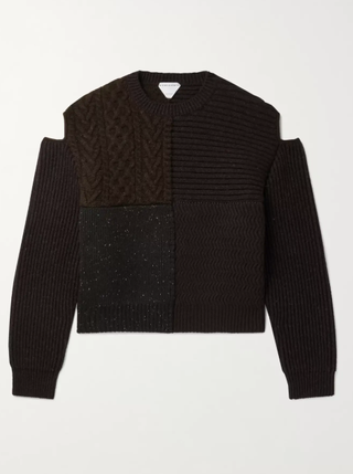 Bottega Veneta + Cutout Patchwork Wool Sweater