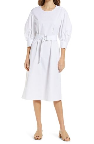 Nordstrom + Puff Sleeve Belted Cotton Dress